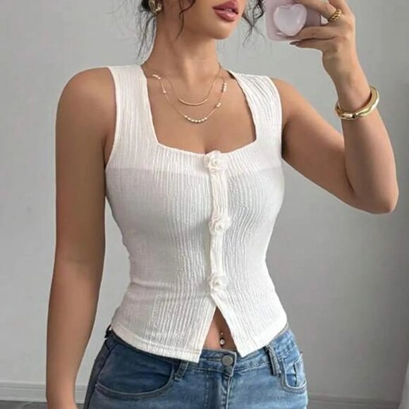 Flower Square Neck Tank - Picture 1 of 4